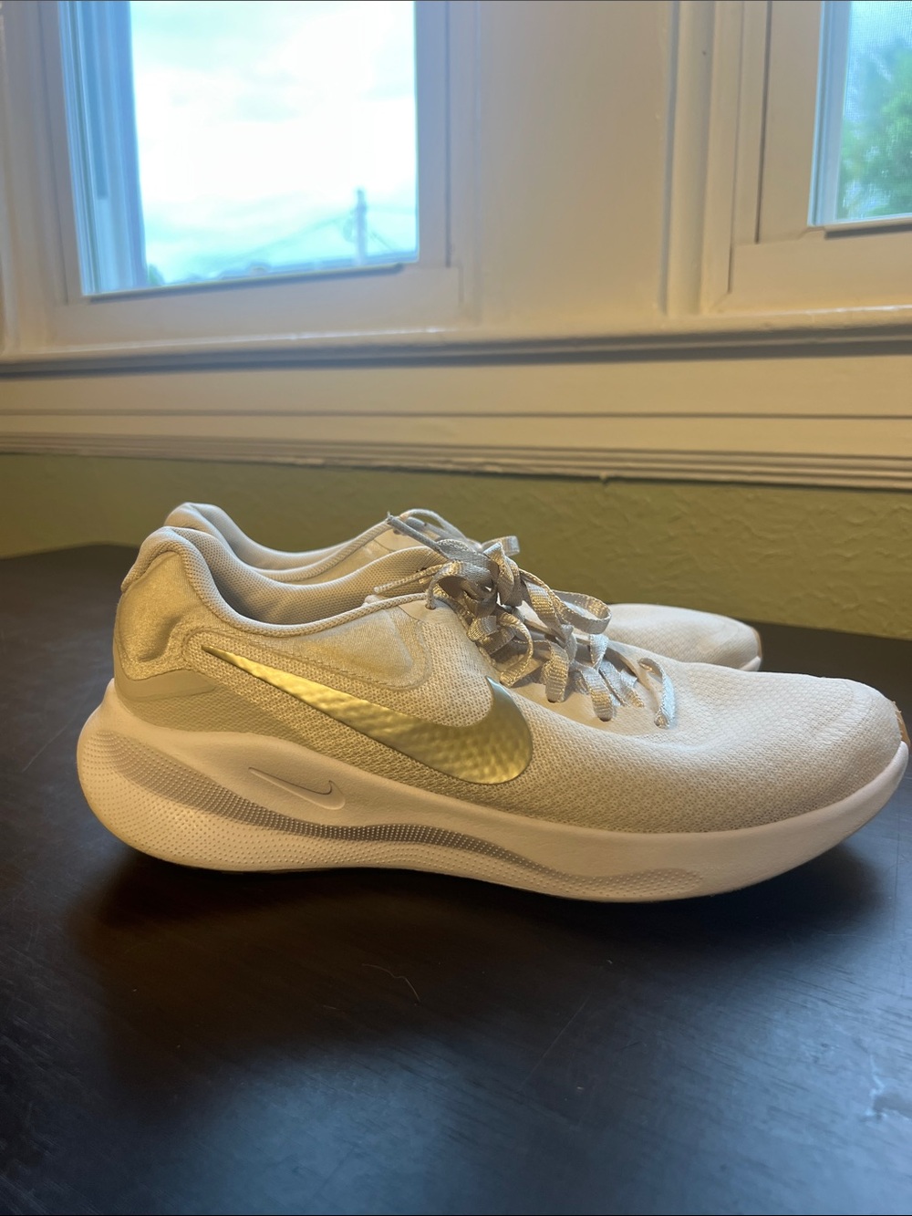 Nike Revolution 7 Women's Cream and Gold Running Shoes size 9.5